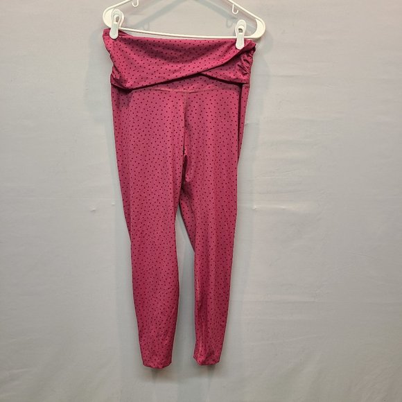 Nike Pants - Nike Pink Fold-Over Waist Leggings with Dot Print